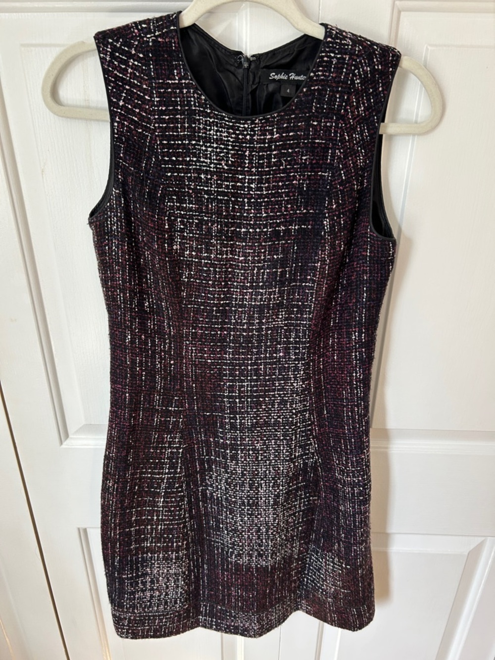 Sophie Max Black and Berry Tweed Sleeveless Shift dress